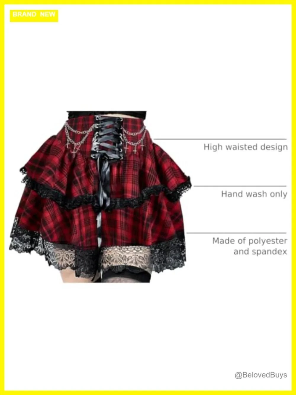 Women's Gothic Ruffle Mini Skirt High Waist Punk Layered A-Line